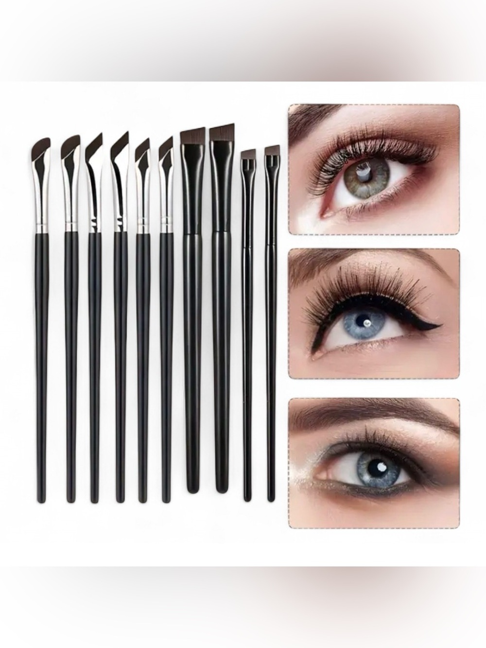 10 Piece Black Eye Makeup Brush Set